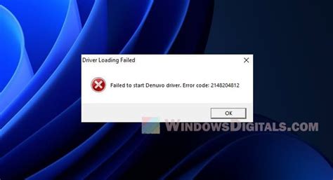 Failed to start Denuvo driver. Error code: 2148204812.